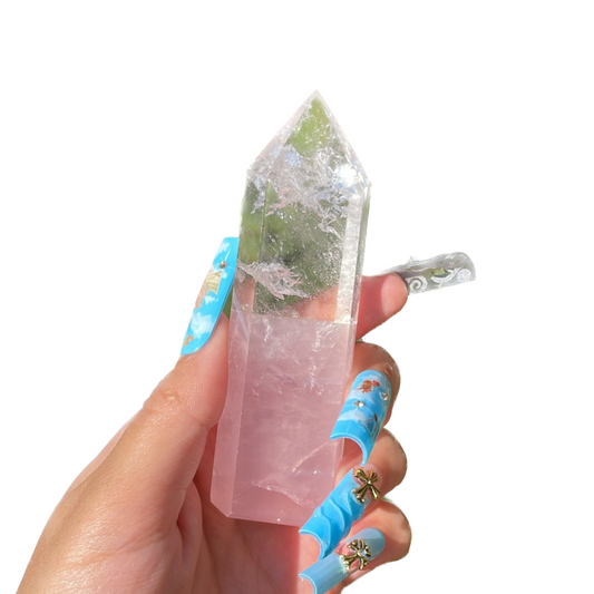 Rose & Clear quartz tower