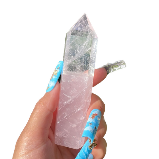 Rose & Clear quartz tower