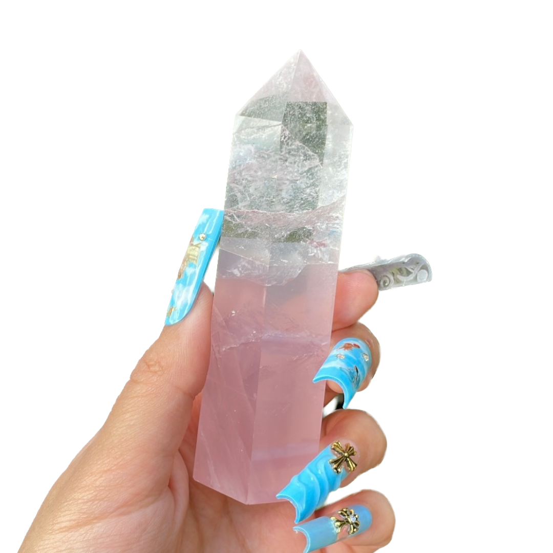 Rose & Clear quartz tower